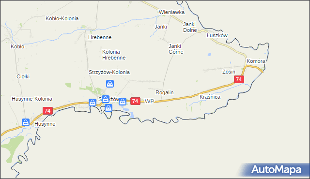 mapa Rogalin gmina Horodło, Rogalin gmina Horodło na mapie Targeo