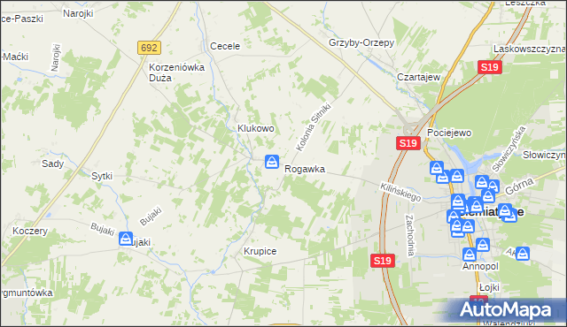 mapa Rogawka, Rogawka na mapie Targeo