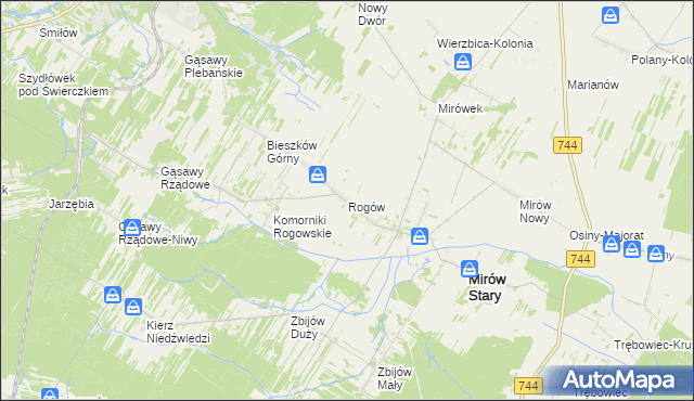 mapa Rogów gmina Mirów, Rogów gmina Mirów na mapie Targeo