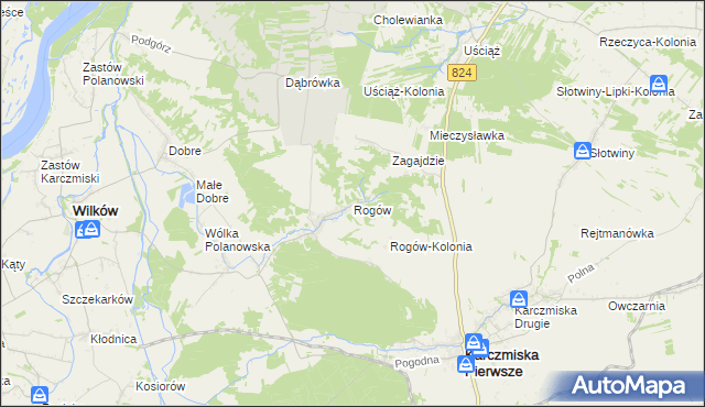 mapa Rogów gmina Wilków, Rogów gmina Wilków na mapie Targeo