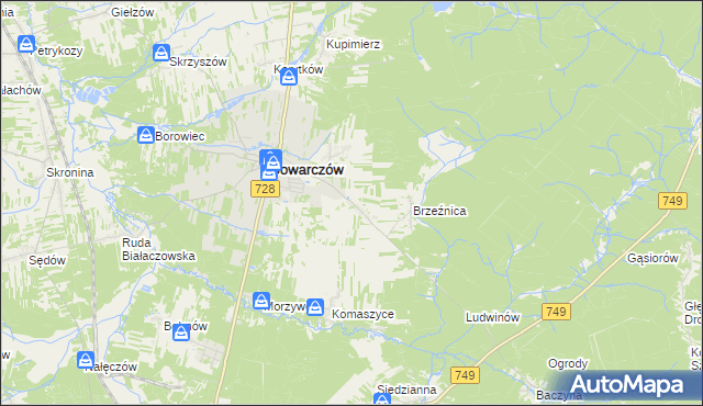 mapa Rogówek gmina Gowarczów, Rogówek gmina Gowarczów na mapie Targeo