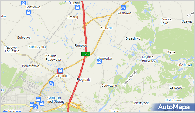 mapa Rogówko gmina Lubicz, Rogówko gmina Lubicz na mapie Targeo