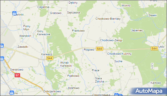 mapa Rogowo gmina Płoniawy-Bramura, Rogowo gmina Płoniawy-Bramura na mapie Targeo