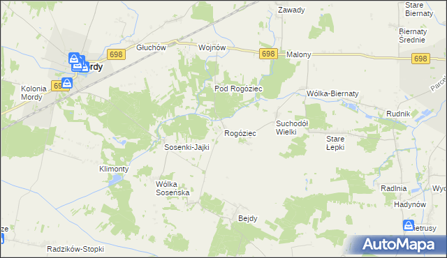 mapa Rogóziec, Rogóziec na mapie Targeo