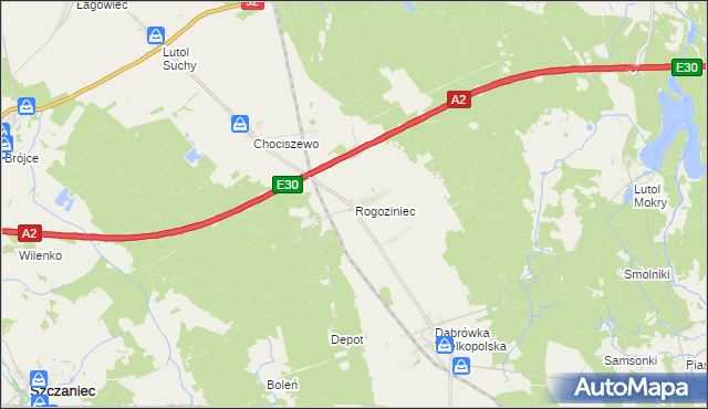 mapa Rogoziniec, Rogoziniec na mapie Targeo