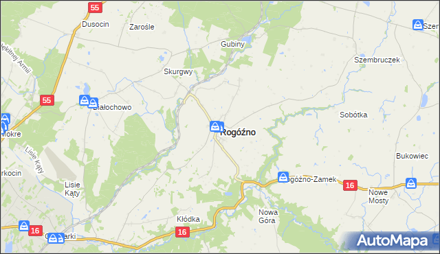 mapa Rogóźno powiat grudziądzki, Rogóźno powiat grudziądzki na mapie Targeo