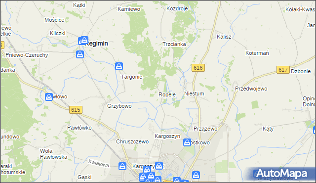 mapa Ropele, Ropele na mapie Targeo