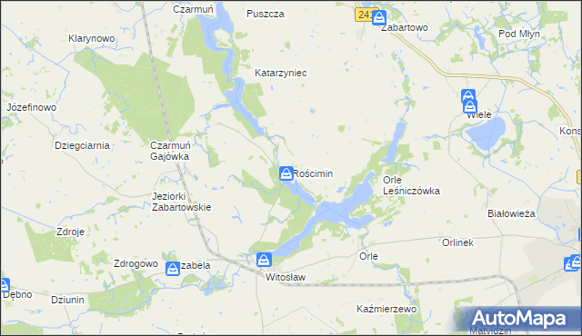 mapa Rościmin, Rościmin na mapie Targeo