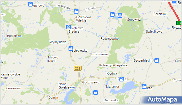 mapa Rościszewo gmina Trąbki Wielkie, Rościszewo gmina Trąbki Wielkie na mapie Targeo