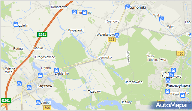 mapa Rosnówko gmina Komorniki, Rosnówko gmina Komorniki na mapie Targeo