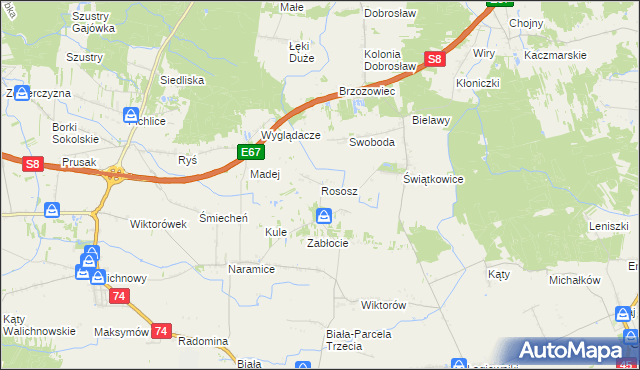 mapa Rososz gmina Biała, Rososz gmina Biała na mapie Targeo