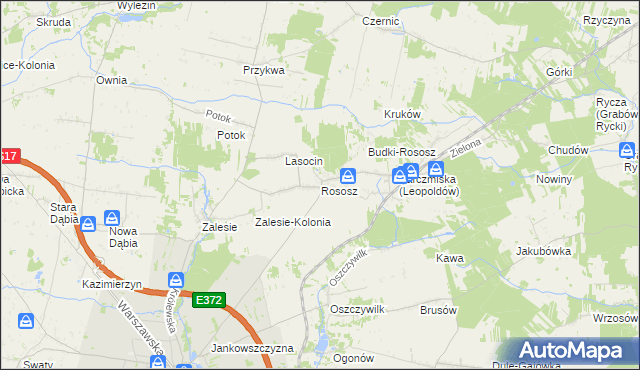 mapa Rososz gmina Ryki, Rososz gmina Ryki na mapie Targeo