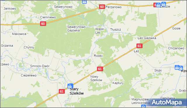 mapa Rostki gmina Szelków, Rostki gmina Szelków na mapie Targeo