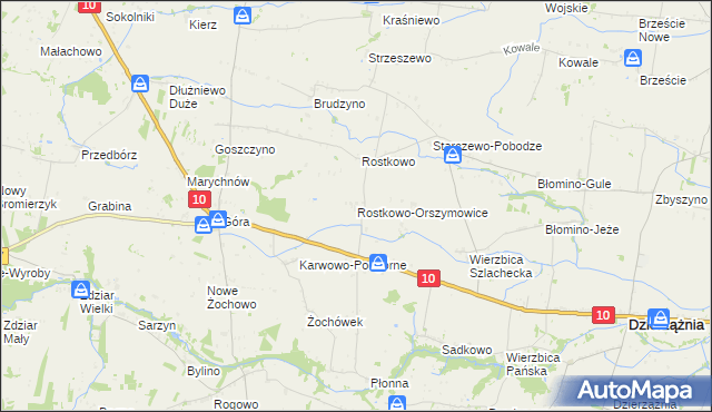 mapa Rostkowo-Orszymowice, Rostkowo-Orszymowice na mapie Targeo