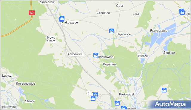 mapa Roszkowice gmina Lubsza, Roszkowice gmina Lubsza na mapie Targeo