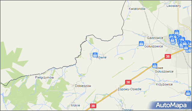 mapa Równe gmina Głubczyce, Równe gmina Głubczyce na mapie Targeo