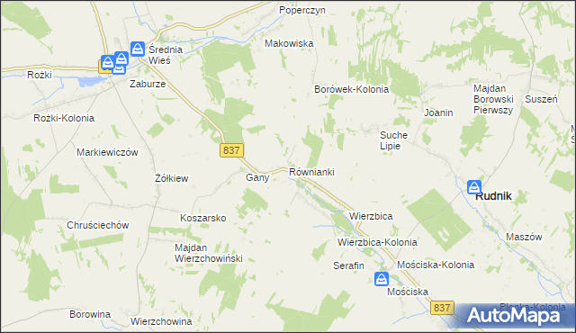 mapa Równianki, Równianki na mapie Targeo