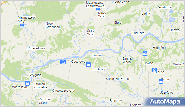 mapa Rowy gmina Obryte, Rowy gmina Obryte na mapie Targeo