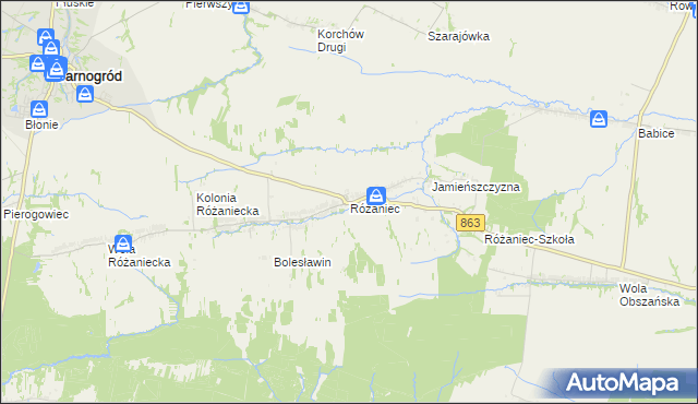 mapa Różaniec gmina Tarnogród, Różaniec gmina Tarnogród na mapie Targeo