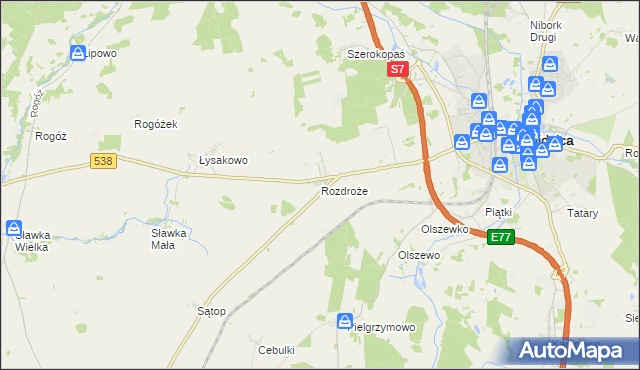 mapa Rozdroże, Rozdroże na mapie Targeo