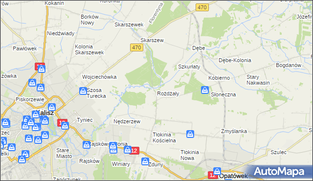 mapa Rożdżały gmina Opatówek, Rożdżały gmina Opatówek na mapie Targeo