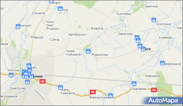 mapa Rozkochów gmina Walce, Rozkochów gmina Walce na mapie Targeo