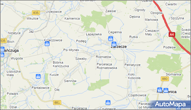 mapa Rożniatów gmina Zarzecze, Rożniatów gmina Zarzecze na mapie Targeo