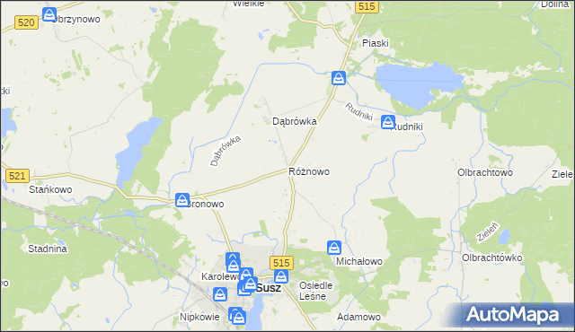 mapa Różnowo gmina Susz, Różnowo gmina Susz na mapie Targeo