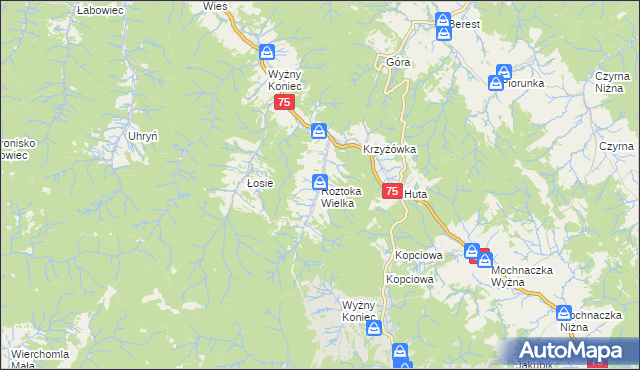 mapa Roztoka Wielka, Roztoka Wielka na mapie Targeo