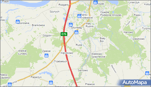 mapa Ruda gmina Grudziądz, Ruda gmina Grudziądz na mapie Targeo