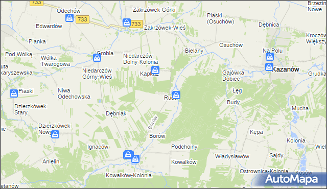 mapa Ruda gmina Kazanów, Ruda gmina Kazanów na mapie Targeo