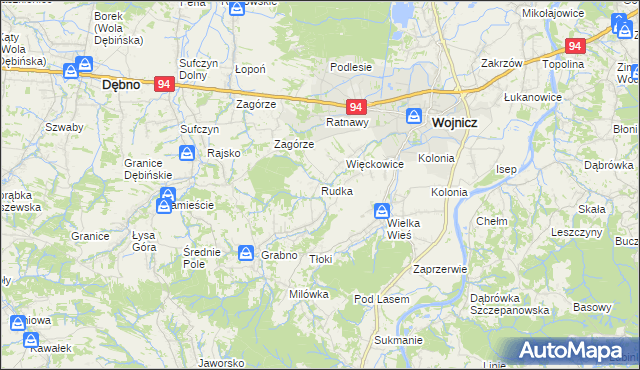 mapa Rudka gmina Wojnicz, Rudka gmina Wojnicz na mapie Targeo