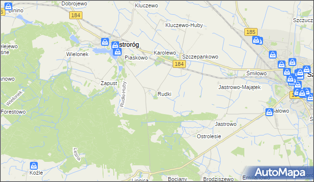 mapa Rudki gmina Ostroróg, Rudki gmina Ostroróg na mapie Targeo