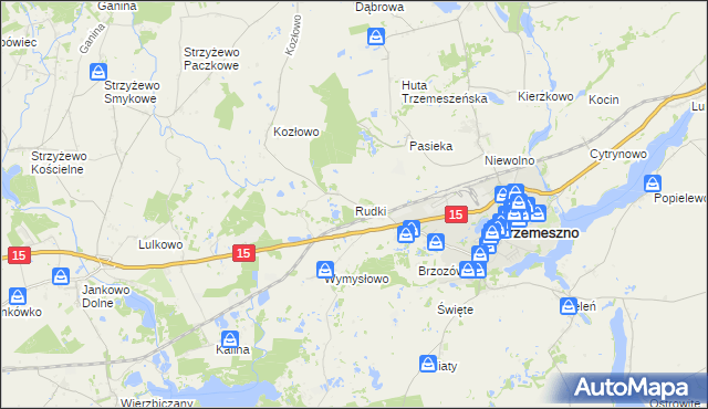 mapa Rudki gmina Trzemeszno, Rudki gmina Trzemeszno na mapie Targeo