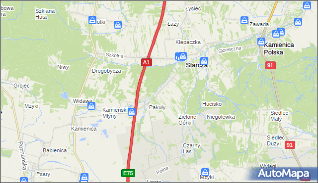 mapa Rudnik Mały gmina Starcza, Rudnik Mały gmina Starcza na mapie Targeo