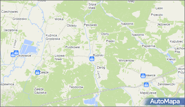 mapa Rudniki gmina Koniecpol, Rudniki gmina Koniecpol na mapie Targeo