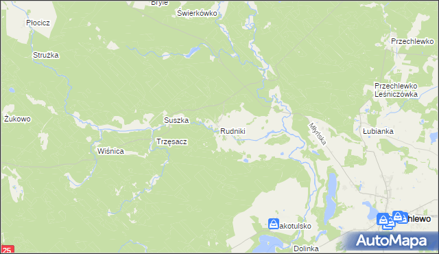 mapa Rudniki gmina Przechlewo, Rudniki gmina Przechlewo na mapie Targeo