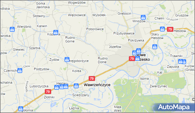 mapa Rudno Dolne, Rudno Dolne na mapie Targeo