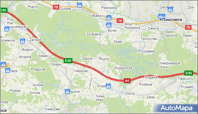 mapa Rudno gmina Krzeszowice, Rudno gmina Krzeszowice na mapie Targeo