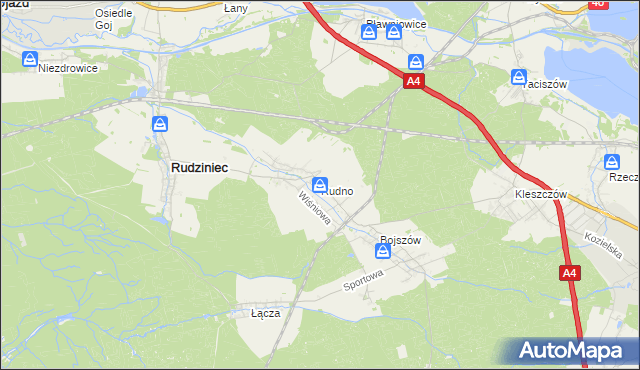 mapa Rudno gmina Rudziniec, Rudno gmina Rudziniec na mapie Targeo