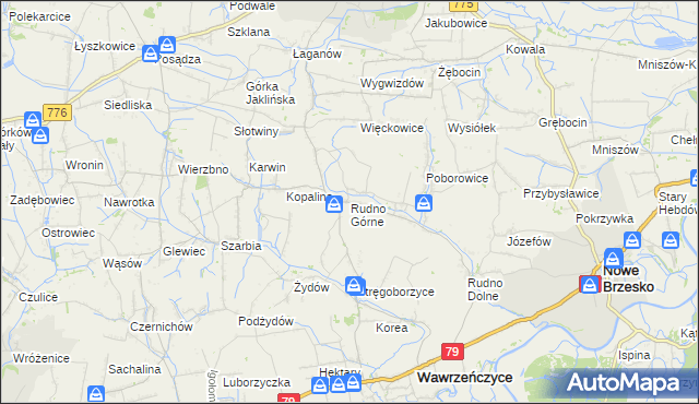 mapa Rudno Górne, Rudno Górne na mapie Targeo