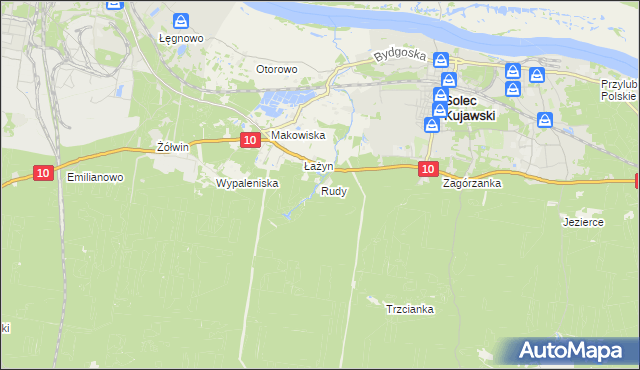 mapa Rudy gmina Solec Kujawski, Rudy gmina Solec Kujawski na mapie Targeo