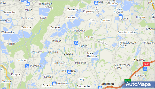 mapa Rudzica gmina Jasienica, Rudzica gmina Jasienica na mapie Targeo