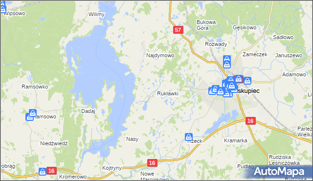 mapa Rukławki, Rukławki na mapie Targeo
