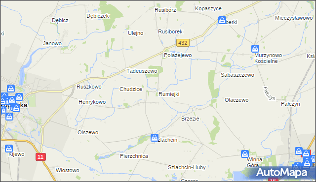 mapa Rumiejki gmina Środa Wielkopolska, Rumiejki gmina Środa Wielkopolska na mapie Targeo