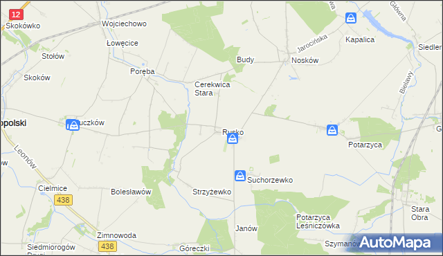 mapa Rusko gmina Jaraczewo, Rusko gmina Jaraczewo na mapie Targeo