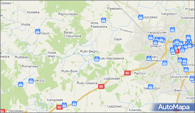 mapa Rutki-Marszewice, Rutki-Marszewice na mapie Targeo