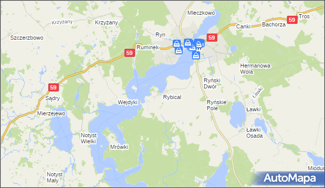 mapa Rybical, Rybical na mapie Targeo