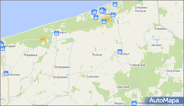 mapa Rybice, Rybice na mapie Targeo