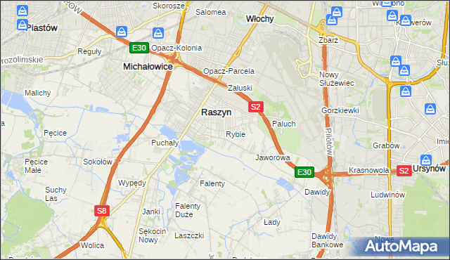 mapa Rybie gmina Raszyn, Rybie gmina Raszyn na mapie Targeo